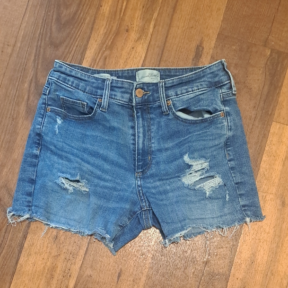 Denim Blue Distressed Women Shorts